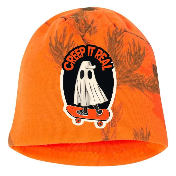 Funny Creep It Real Skateboarding Ghost Halloween Boo Spooky Kati - Camo Knit Beanie