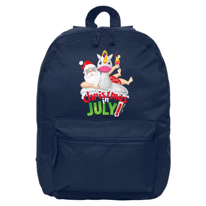 Funny Christmas in July Summer Unicorn Float Xmas 16 in Basic Backpack