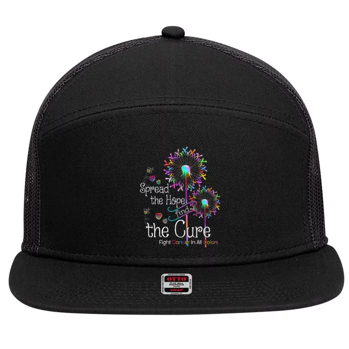 Fight Cancer In All And Every Color Ribbons Flower Heart 7 Panel Mesh Trucker Snapback Hat