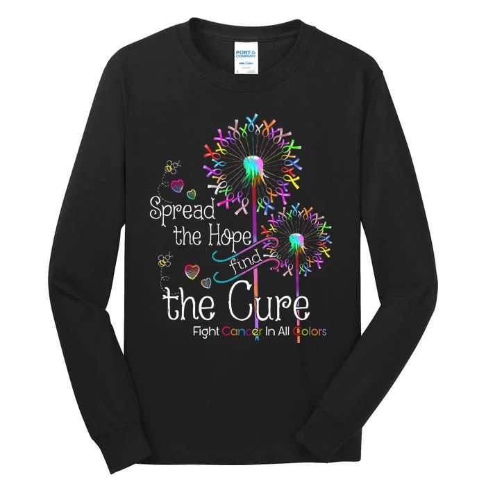 Fight Cancer In All And Every Color Ribbons Flower Heart Tall Long Sleeve T-Shirt