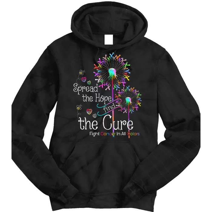 Fight Cancer In All And Every Color Ribbons Flower Heart Tie Dye Hoodie