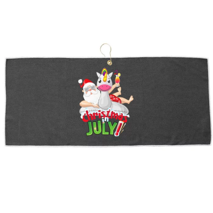 Funny Christmas in July Summer Unicorn Float Xmas Large Microfiber Waffle Golf Towel