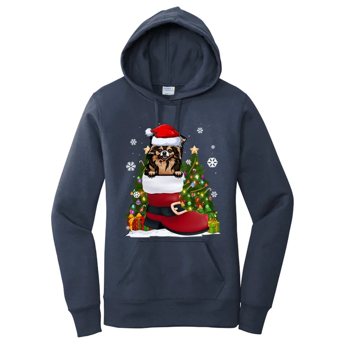 Funny Chihuahua In The Shoe Santa Hat Ugly Christmas Sweater Cool Gift Women's Pullover Hoodie