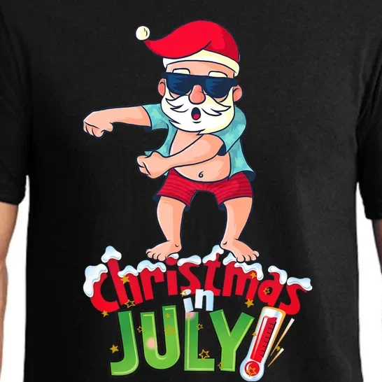 Funny Christmas In July Summer Dabbing Santa Xmas Pajama Set