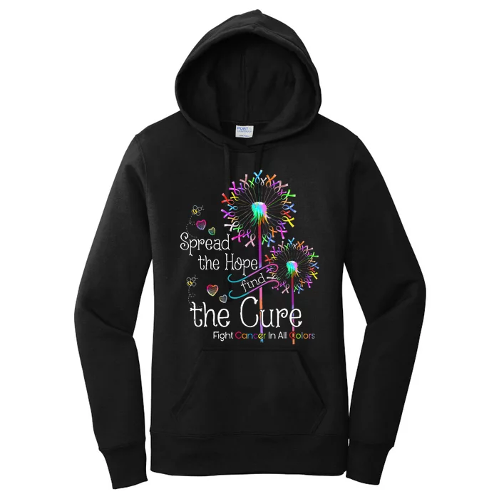 Fight Cancer In All And Every Color Ribbons Flower Heart Women's Pullover Hoodie