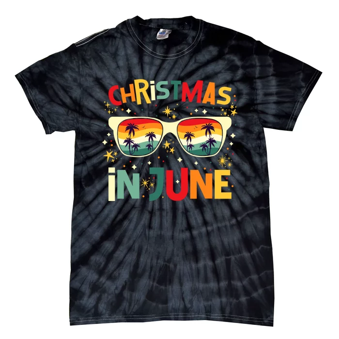 Funny Christmas In June Summer Vacation Beach Party Xmas Tie-Dye T-Shirt