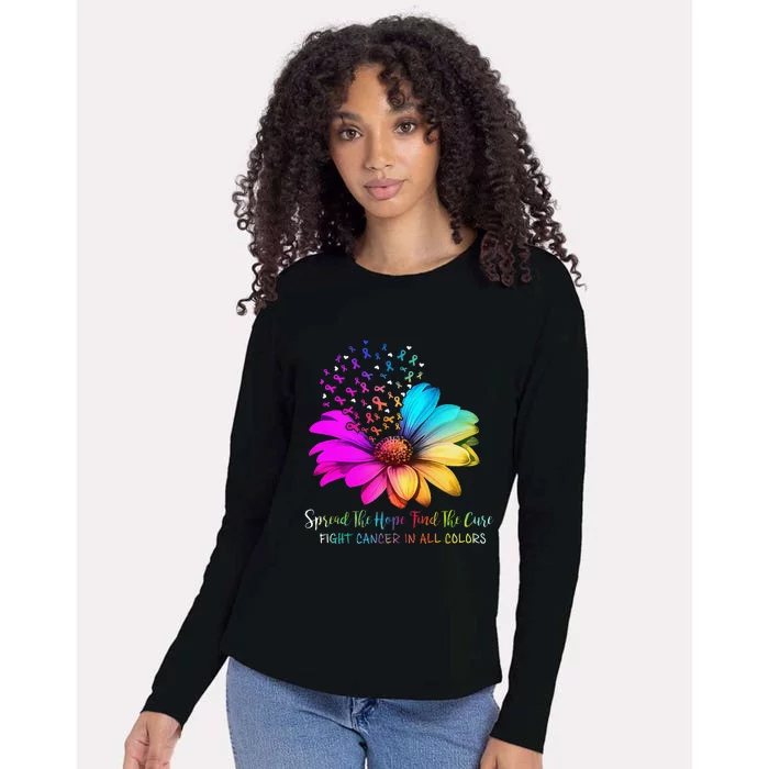 Fight Cancer In All Color Spread The Hope Find A Cure P.Ink Gift Womens Cotton Relaxed Long Sleeve T-Shirt