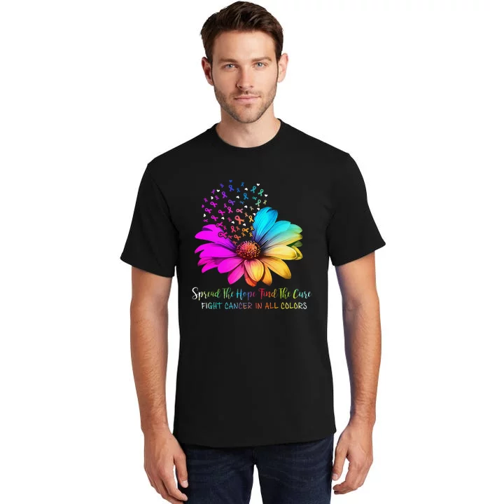 Fight Cancer In All Color Spread The Hope Find A Cure P.Ink Gift Tall T-Shirt