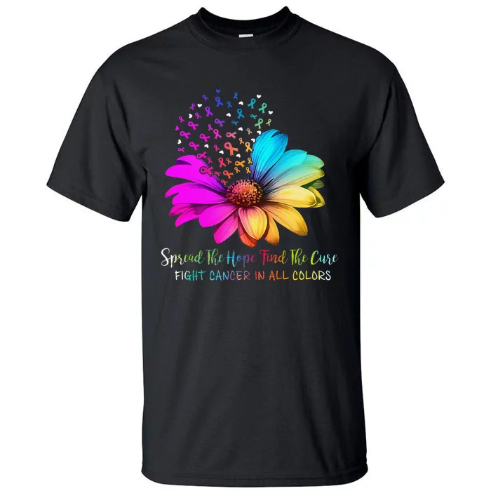 Fight Cancer In All Color Spread The Hope Find A Cure P.Ink Gift Tall T-Shirt