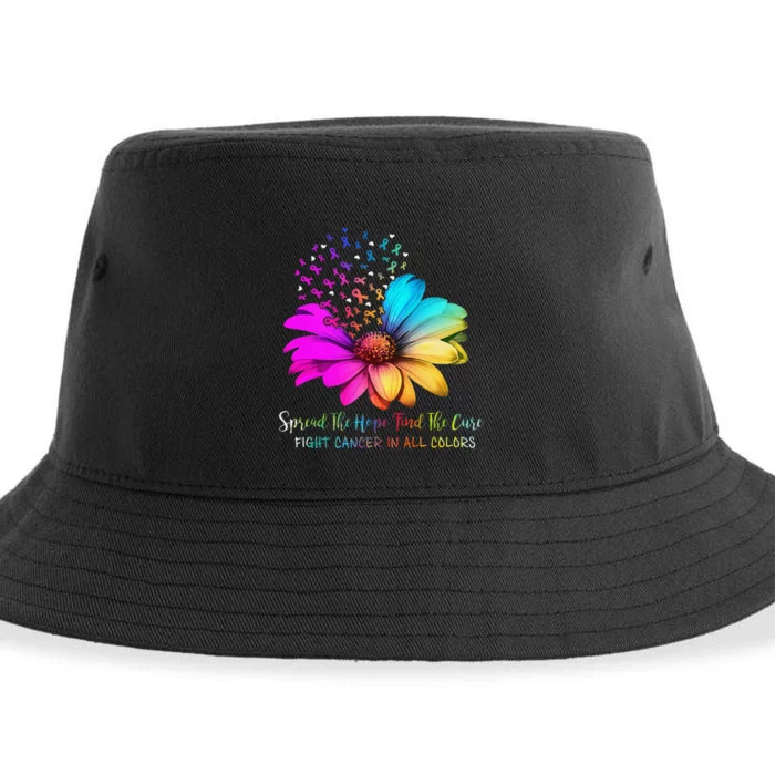 Fight Cancer In All Color Spread The Hope Find A Cure P.Ink Gift Sustainable Bucket Hat