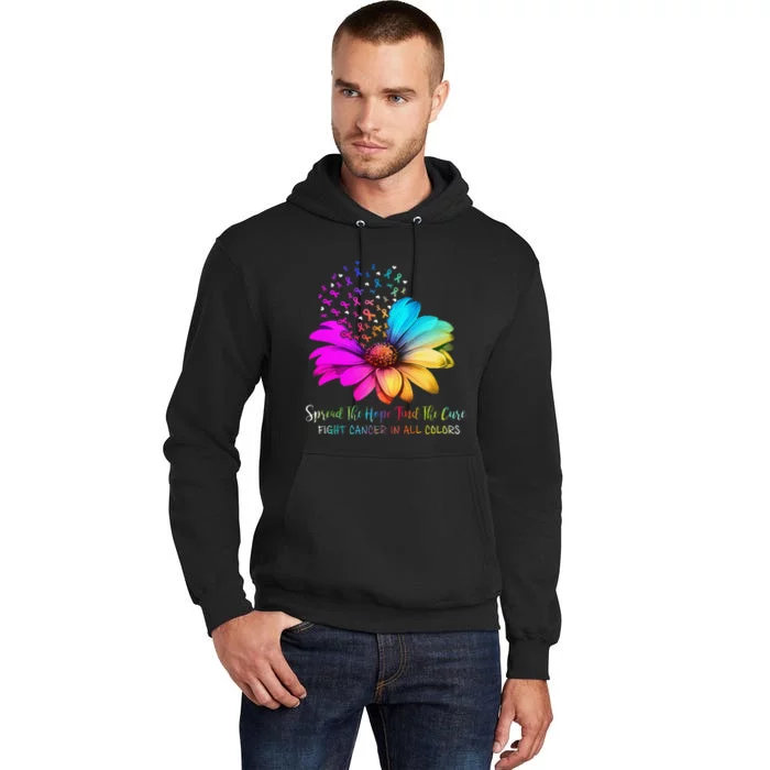 Fight Cancer In All Color Spread The Hope Find A Cure P.Ink Gift Tall Hoodie