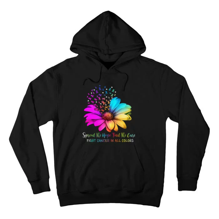 Fight Cancer In All Color Spread The Hope Find A Cure P.Ink Gift Tall Hoodie