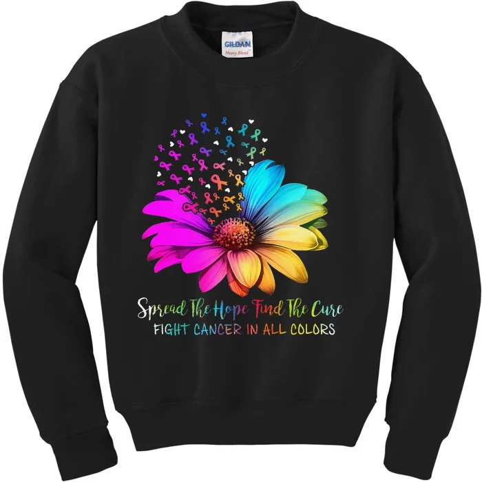 Fight Cancer In All Color Spread The Hope Find A Cure P.Ink Gift Kids Sweatshirt