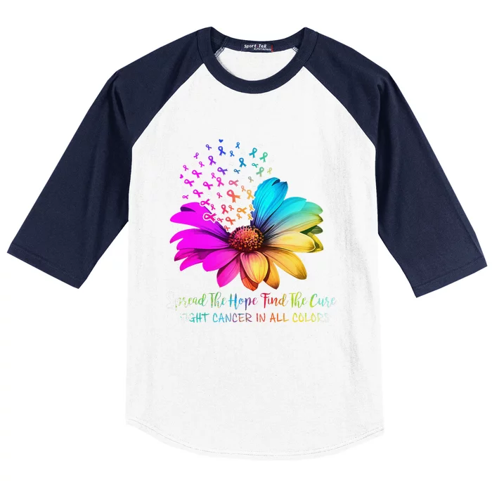 Fight Cancer In All Color Spread The Hope Find A Cure P.Ink Gift Baseball Sleeve Shirt