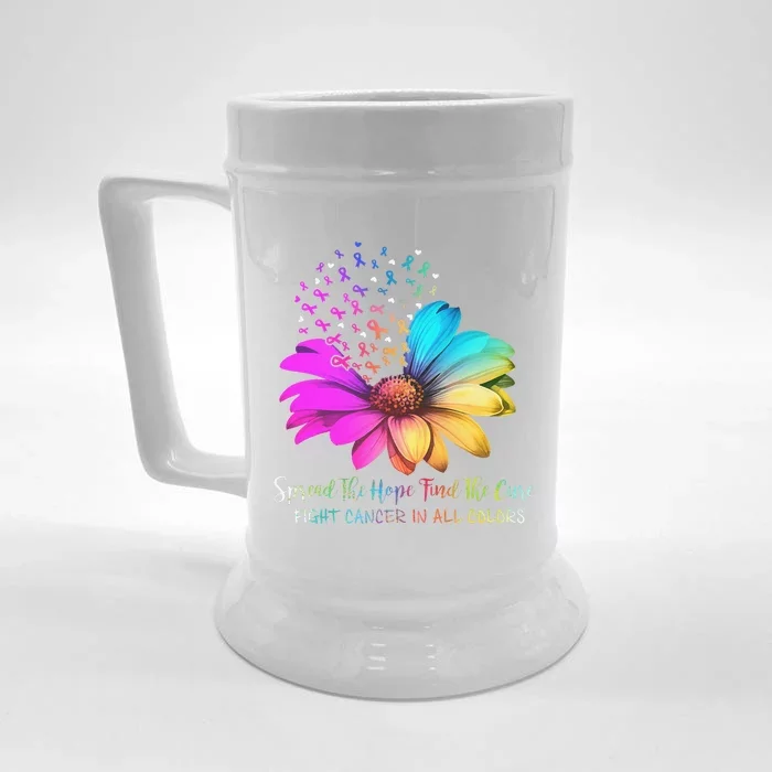 Fight Cancer In All Color Spread The Hope Find A Cure P.Ink Gift Front & Back Beer Stein