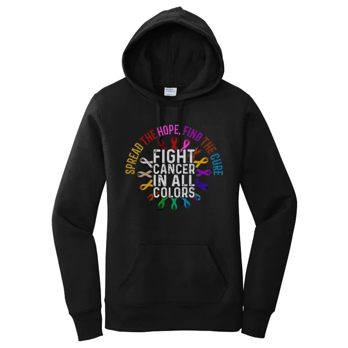 Fight Cancer In All And Every Color Ribbons Flower Heart Women's Pullover Hoodie