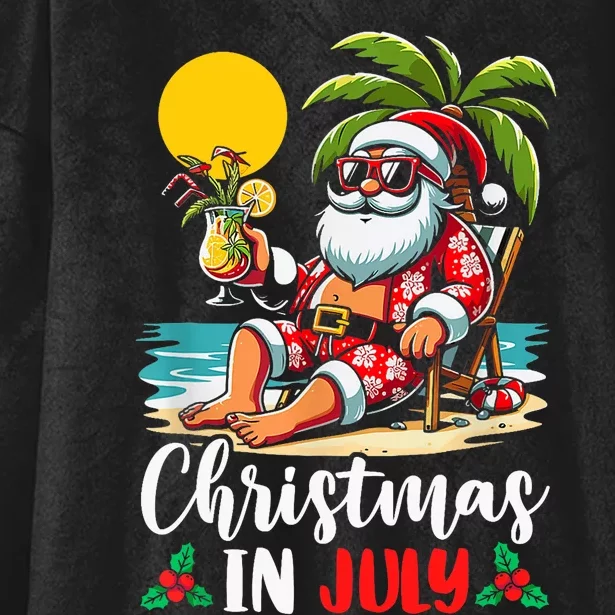 Funny Christmas In July Cool Hawaiian Beach Summer Vacation Hooded Wearable Blanket