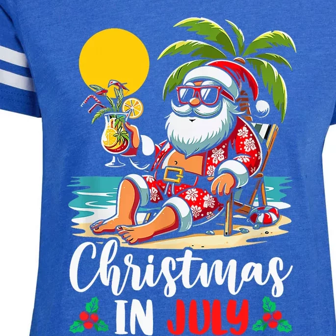 Funny Christmas In July Cool Hawaiian Beach Summer Vacation Enza Ladies Jersey Football T-Shirt