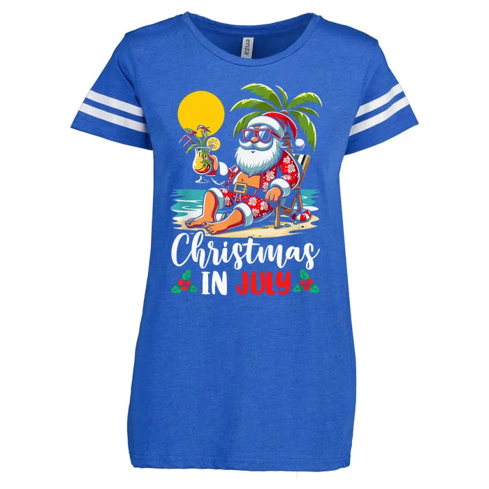 Funny Christmas In July Cool Hawaiian Beach Summer Vacation Enza Ladies Jersey Football T-Shirt