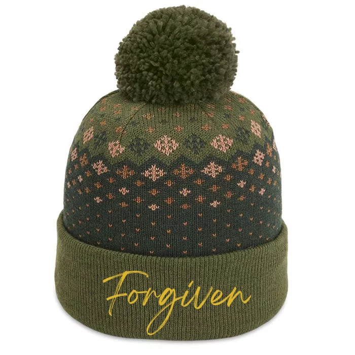 Forgiven Christian Inspirational Design The Baniff Cuffed Pom Beanie