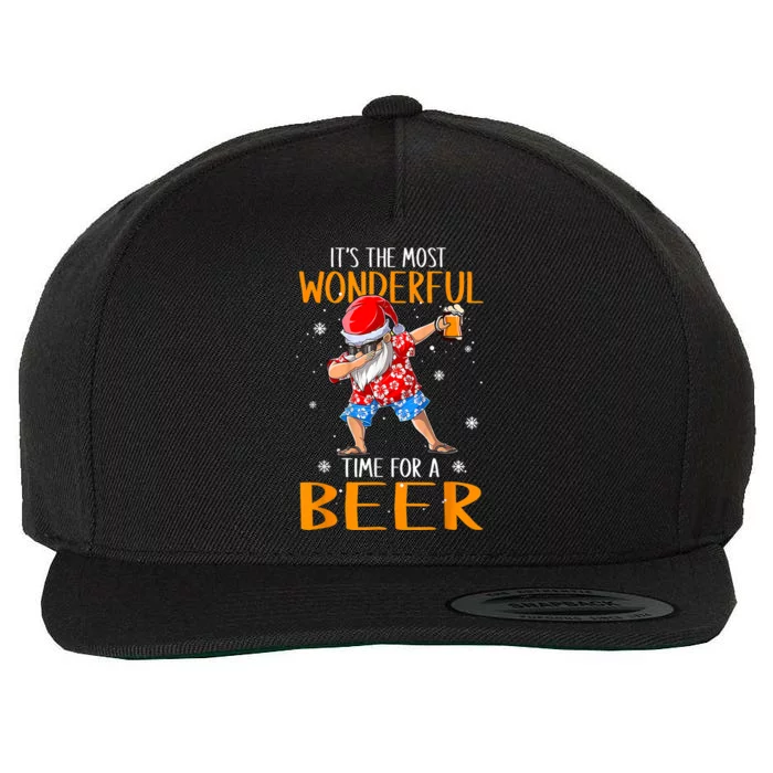 Funny Christmas In July Santa Hawaiian Wonderful Beer Lover Wool Snapback Cap