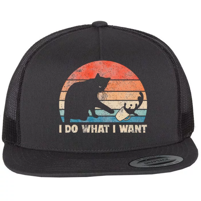 Funny Cat I Do What I Want Cat Cat Lover Cat Humor Cat Flat Bill Trucker Hat