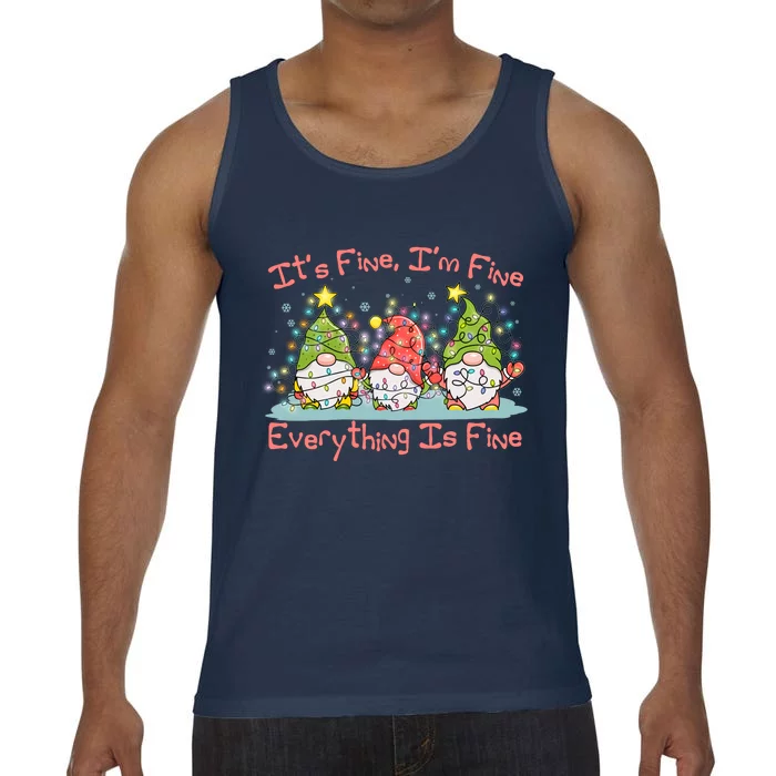 Funny Christmas It's Fine I'm Fine Everything Is Fine Gnomes Comfort Colors® Tank Top