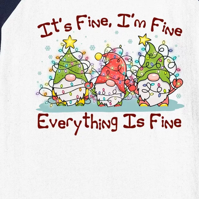 Funny Christmas It's Fine I'm Fine Everything Is Fine Gnomes Baseball Sleeve Shirt