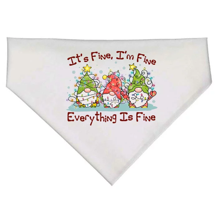 Funny Christmas It's Fine I'm Fine Everything Is Fine Gnomes USA-Made Doggie Bandana