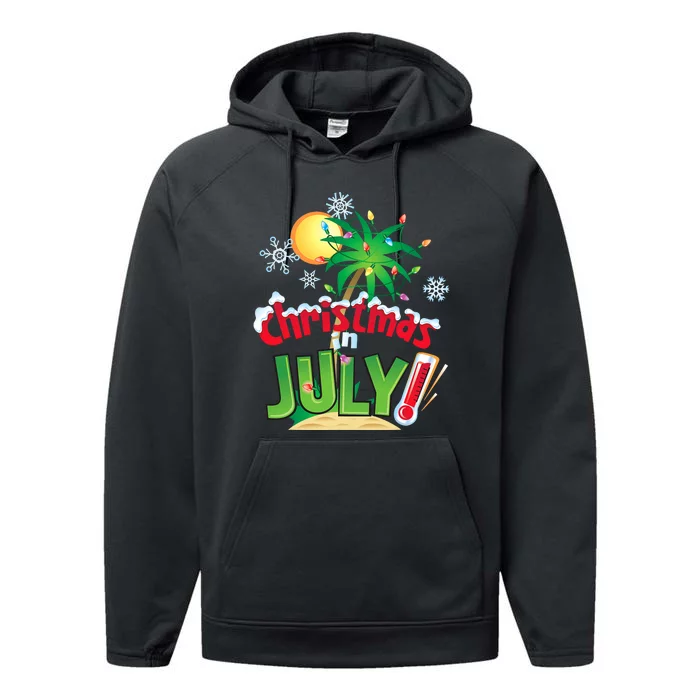 Funny Christmas In July Summer Beach Vacation Xmas Performance Fleece Hoodie