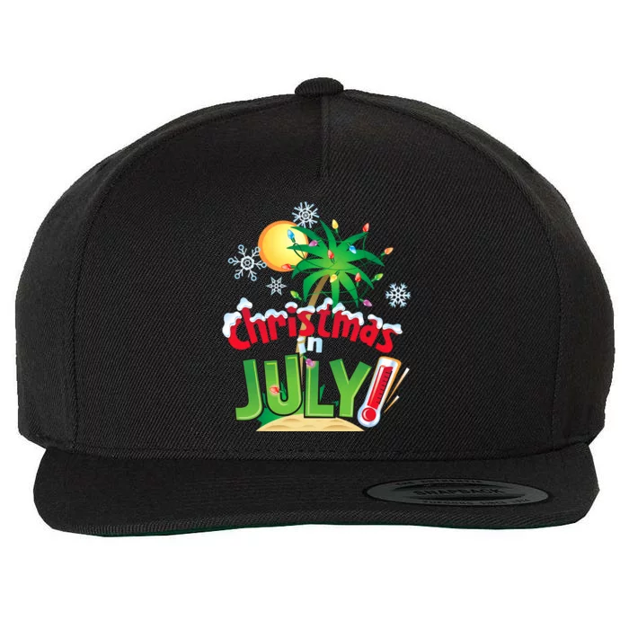 Funny Christmas In July Summer Beach Vacation Xmas Wool Snapback Cap