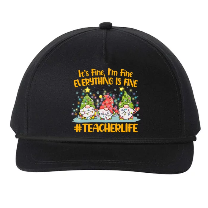 Funny Christmas It's Fine I'm Fine Everything Is Fine Gnomes #Teacher Life Snapback Five-Panel Rope Hat