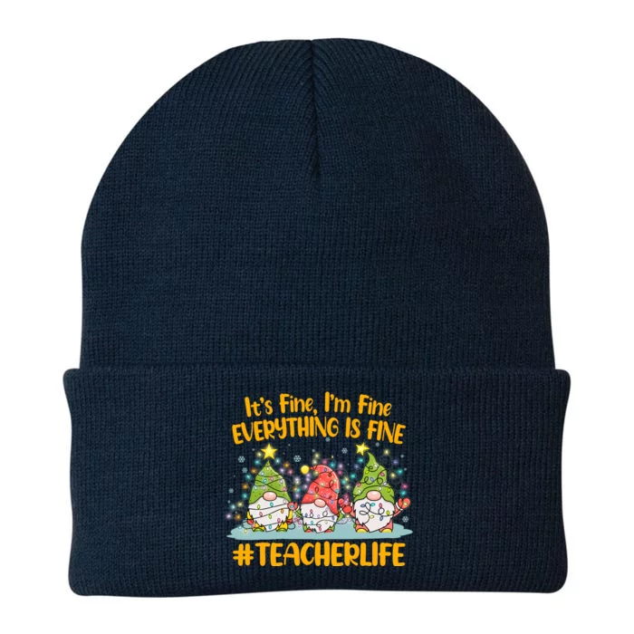 Funny Christmas It's Fine I'm Fine Everything Is Fine Gnomes #Teacher Life Knit Cap Winter Beanie