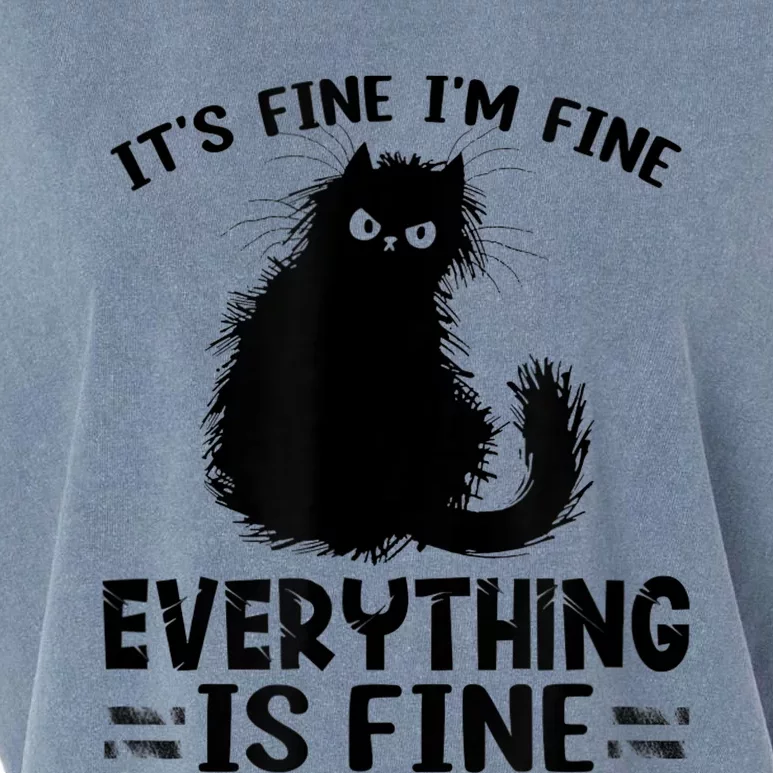 Funny cat It's Fine I'm Fine Everything Is Fine Meow Kitty Garment-Dyed Women's Muscle Tee