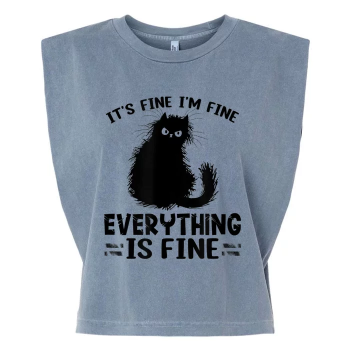 Funny cat It's Fine I'm Fine Everything Is Fine Meow Kitty Garment-Dyed Women's Muscle Tee