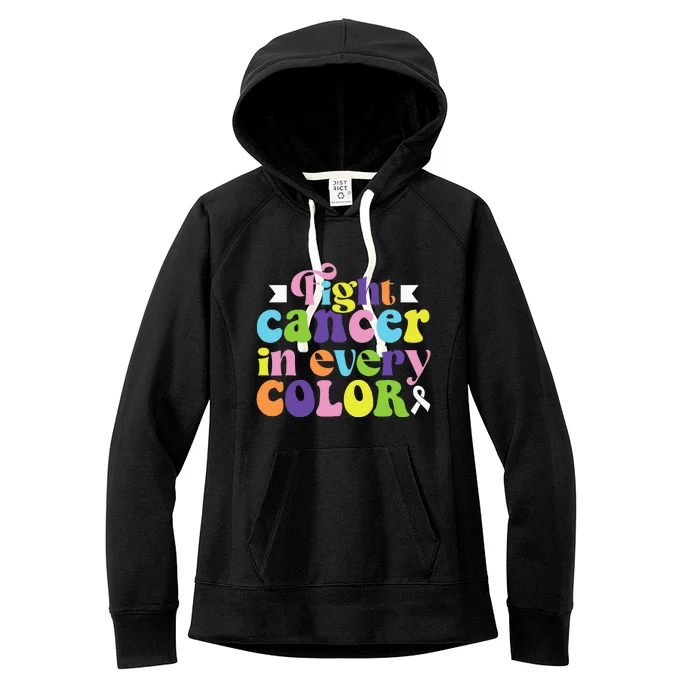 Fight Cancer In All Color Awareness Flower Ribbon Heart Hope Women's Fleece Hoodie