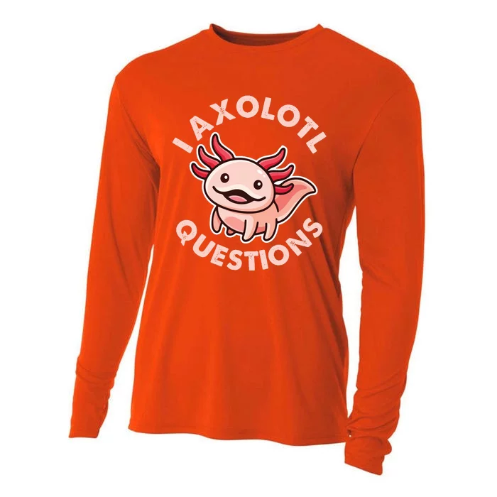 Funny Cute I Axolotl Questions Cooling Performance Long Sleeve Crew