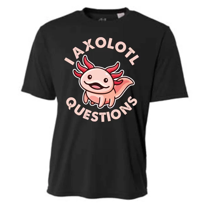 Funny Cute I Axolotl Questions Cooling Performance Crew T-Shirt