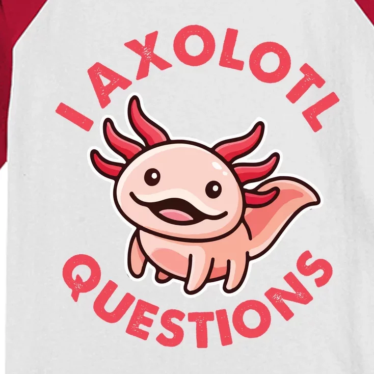 Funny Cute I Axolotl Questions Kids Colorblock Raglan Jersey