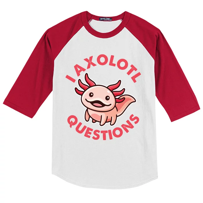 Funny Cute I Axolotl Questions Kids Colorblock Raglan Jersey