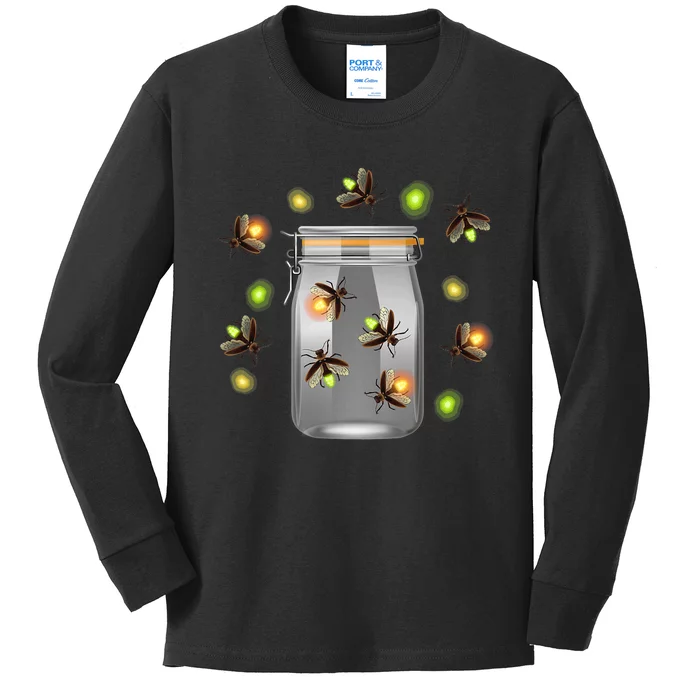 Fireflies Camping Insects Kids Long Sleeve Shirt