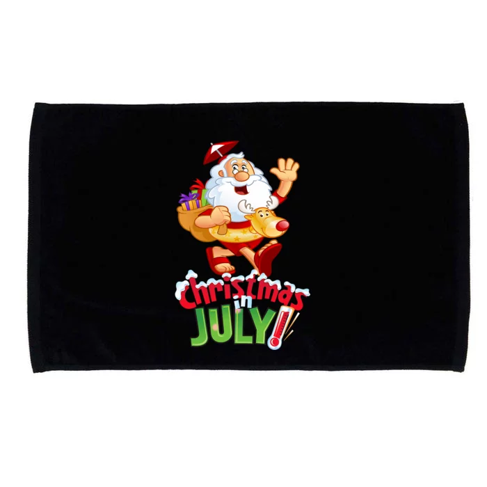 Funny Christmas In July Summer Reindeer Float Xmas Microfiber Hand Towel