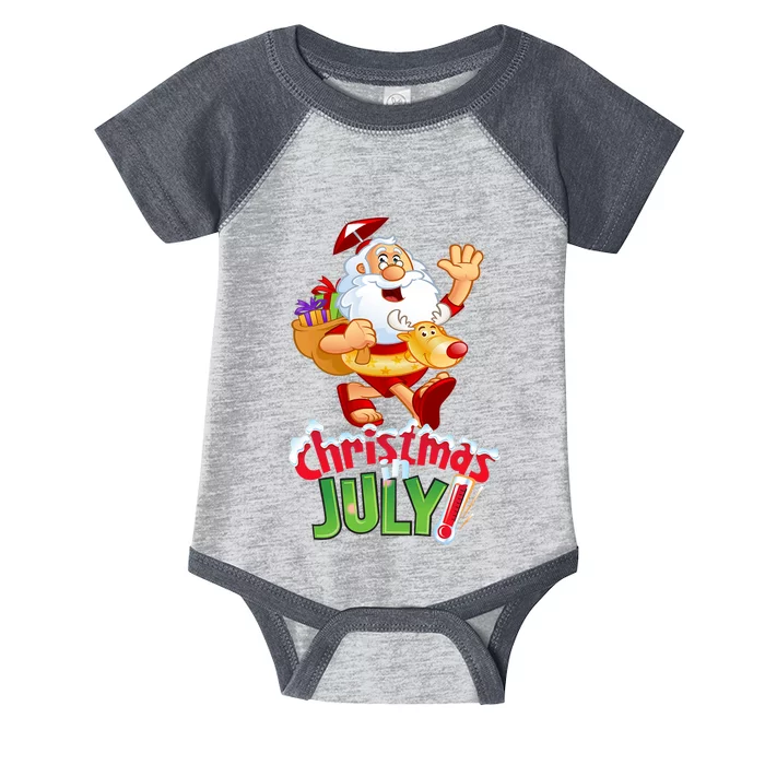 Funny Christmas In July Summer Reindeer Float Xmas Infant Baby Jersey Bodysuit