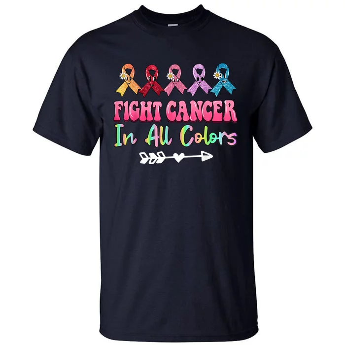 Fight Cancer In All Color Feather Breast Cancer Awareness Tall T-Shirt