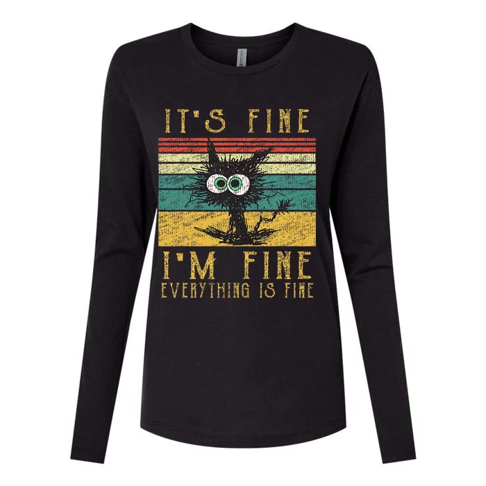 Funny Ca Its Fine Im Fine Everything Is Fine Cat Womens Cotton Relaxed Long Sleeve T-Shirt