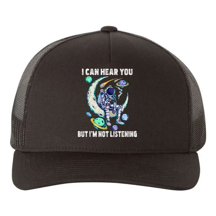 Funny cat I can hear you but I'm listening Yupoong Adult 5-Panel Trucker Hat