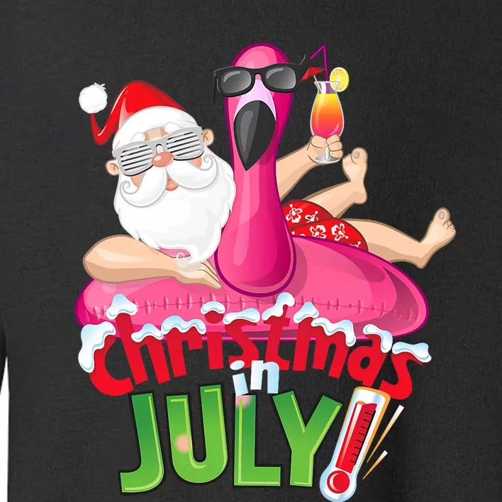 Funny Christmas In July Summer Flamingo Float Xmas Toddler Sweatshirt