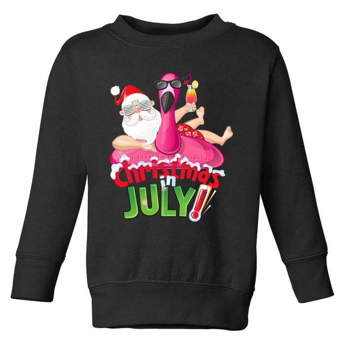 Funny Christmas In July Summer Flamingo Float Xmas Toddler Sweatshirt