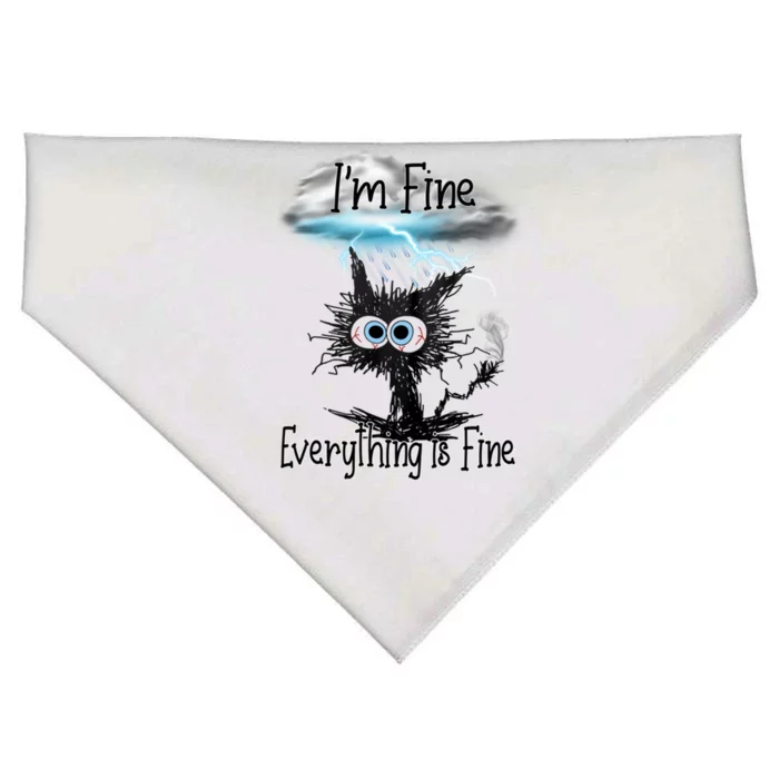 Funny Cat IAm Fine Everything Is Fine Cute Gift USA-Made Doggie Bandana