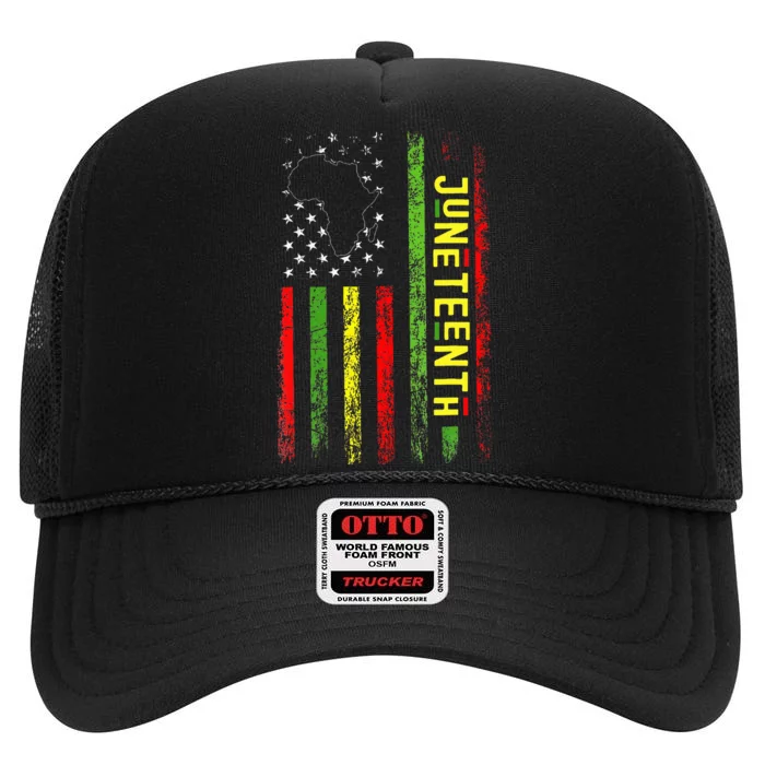 Freedom Celebrations In The 19th Century Juneteenth Flag High Crown Mesh Trucker Hat